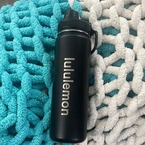 lululemon athletica Black Water Bottle with Silver Logo